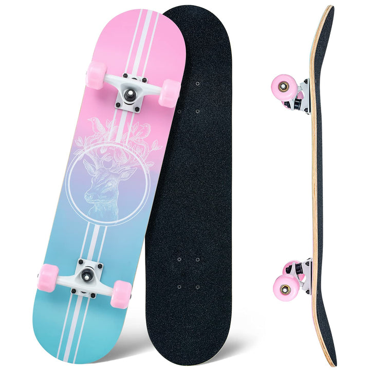 Skateboard, 31 x 8 Zoll komplettes Skateboard,8-lagiges Ahornholz, ABEC-11 Kugellager und 95A Rollen