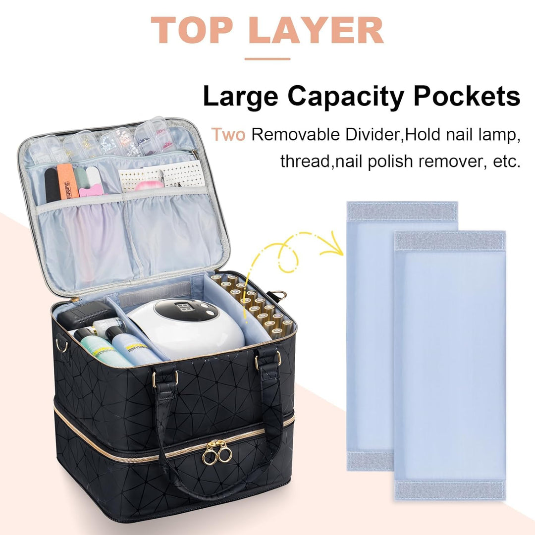 Uross Nagellack Organizer für 84 Nagellackflaschen und 1 LED-Nagellampe, Nagellack Aufbewahrung Tasc