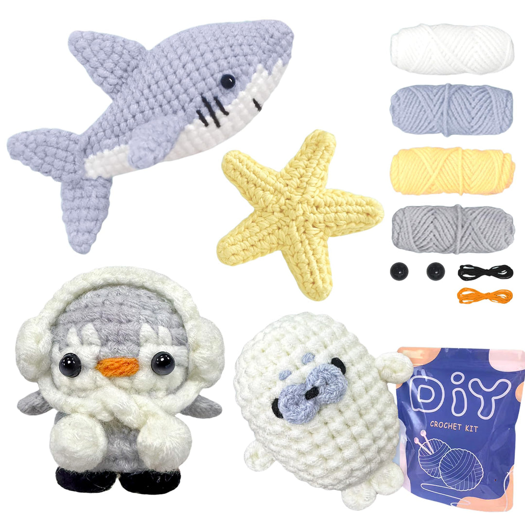 YAMAXIN Häkelset für Anfänger – Ocean Animal Amigurumi DIY Garn Kit mit Schritt-für-Schritt-Anleitun