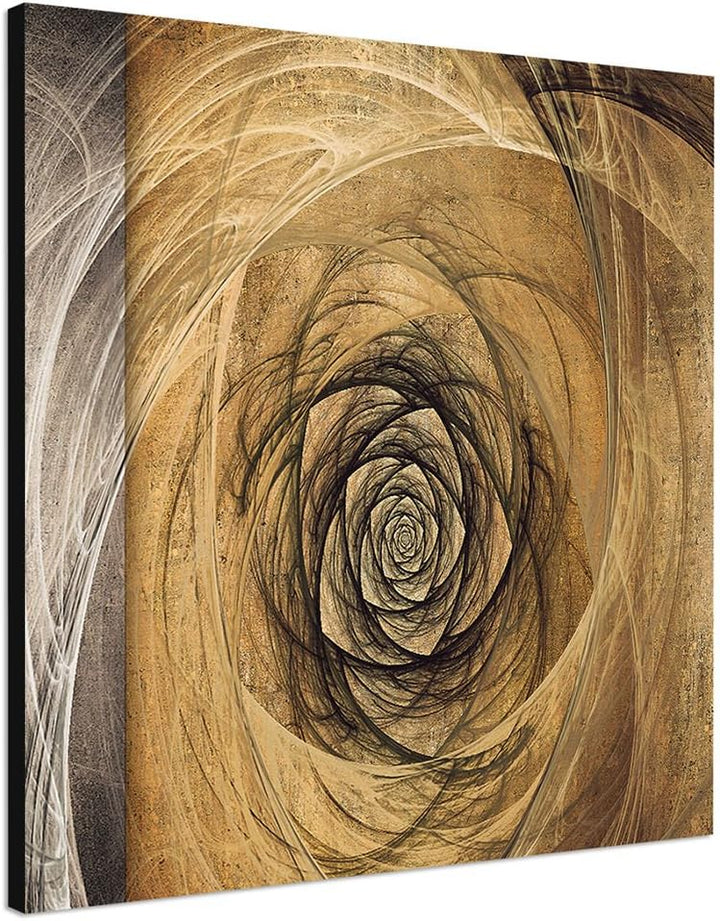 Paul Sinus Art Grau brauner Kunstdruck Abstrakt434_60x60cm Leinwandbild Elegantes Design Tiefe Verbu