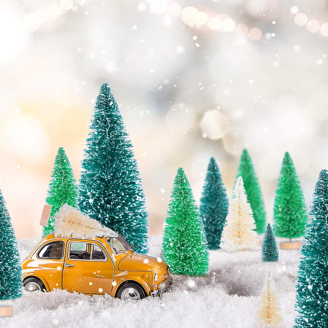 MELLIEX 60 Stück Miniatur Weihnachtsbaum Künstlicher Mini Modell Weihnachtsbaum Kunststoff Winter Or