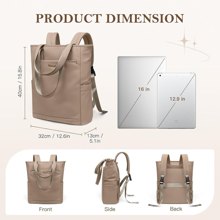 Rucksack Damen 16 Zoll, Laptop Schulrucksack Wasserdicht, Schultasche Women Elegant Tagesrucksäcke H
