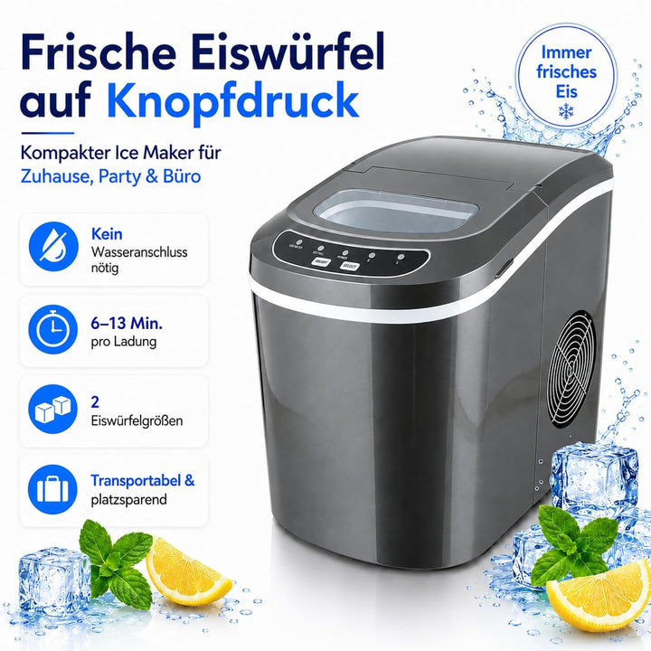 Eiswürfelmaschine Eiswürfelbereiter Eiswürfel Ice Maker EIS Maschine Icemaker, Dunkelgrau