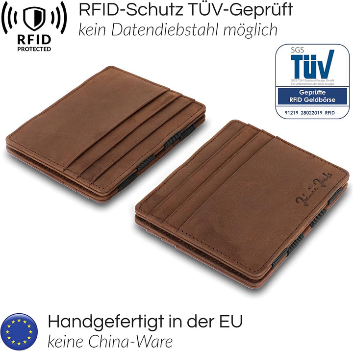 Jaimie Jacobs Flap Boy Slim mit Gravur - das Original - Magic Wallet ohne Münzfach Magischer Geldbeu