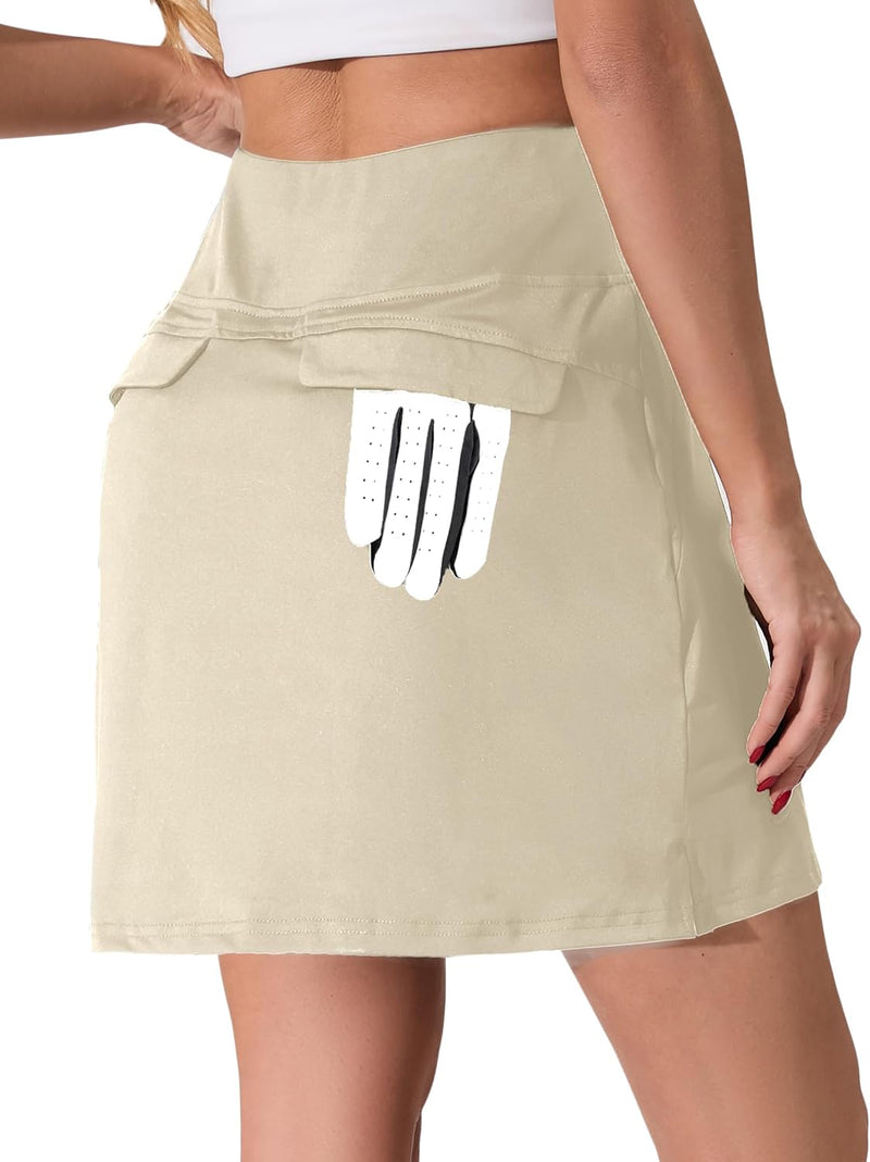 Timuspo Rock Damen Sommer Tennisröcke mit Hose Drunter Hohe Taille Activewear Skort Sportrock Golfro