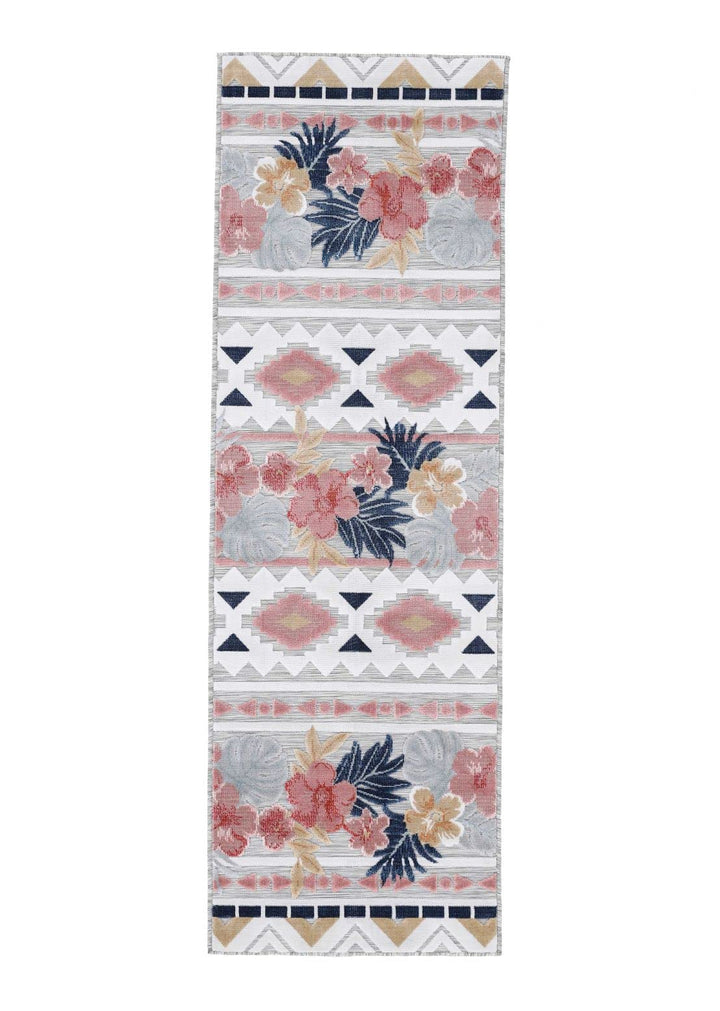 carpetfine In- und Outdoor Teppich Deja Läufer Multicolor 60x180 cm | Moderner Teppich Wetterfest fü
