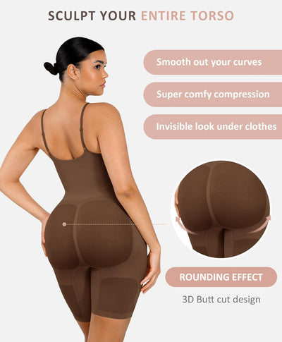 FeelinGirl Shapewear Bodysuit Nahtlos V-Ausschnitt Formende Bodys für Damen Bauchweg Ganzkörper Seam