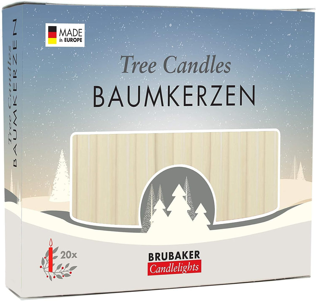 BRUBAKER 100er Pack Baumkerzen Wachs - Weihnachtskerzen Pyramidenkerzen Christbaumkerzen - Champagne