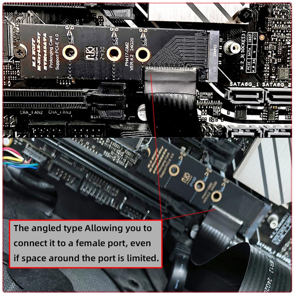 NFHK NGFF M-Key NVME Stecker auf Buchse, Verlängerungs-PCI-Express-Kabel, 30 cm, rechtwinklig, Typ 9