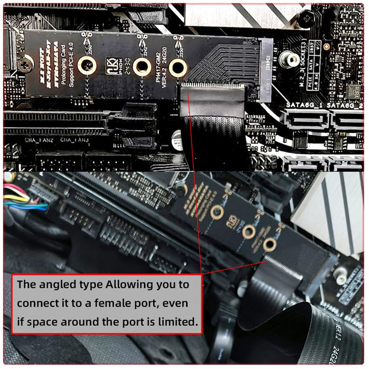 NFHK NGFF M-Key NVME Stecker auf Buchse, Verlängerungs-PCI-Express-Kabel, 30 cm, rechtwinklig, Typ 9