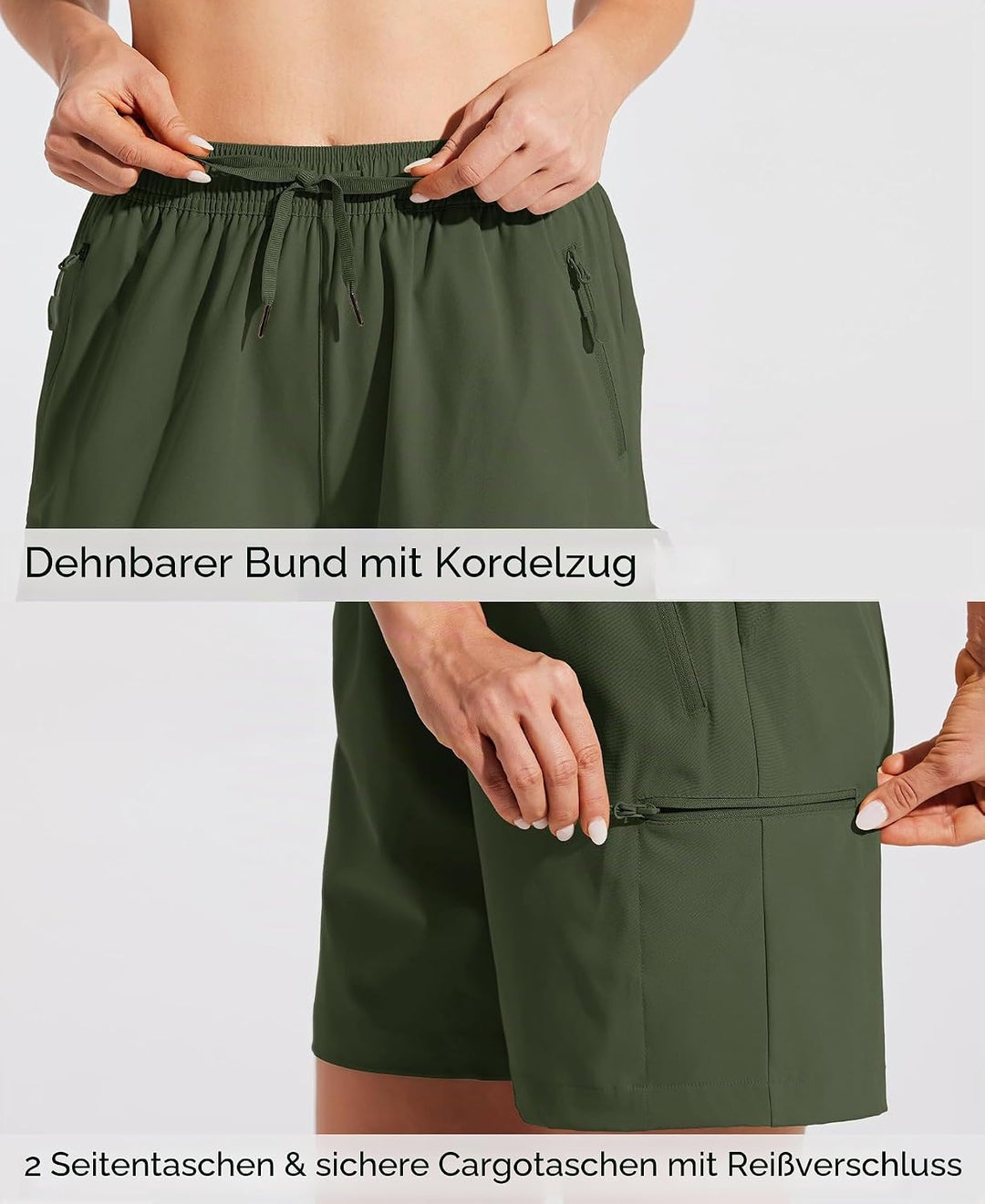 WILLIT Damen Wanderhose Sommer Cargohose schnelltrocknend Wandern Kurz leichte Sport Shorts mit Tasc