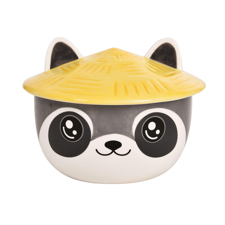Elbenwald Waschbär Kawaii Schale mit Deckel für Anime Fans Ramen-Bowl Müslischale rundumbedruckt 550