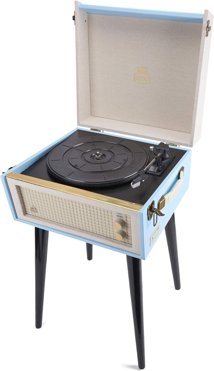 GPO Bermuda Plattenspieler; Klassischer Schallplattenspieler im Retro Stil mit MP3/USB; integriertem