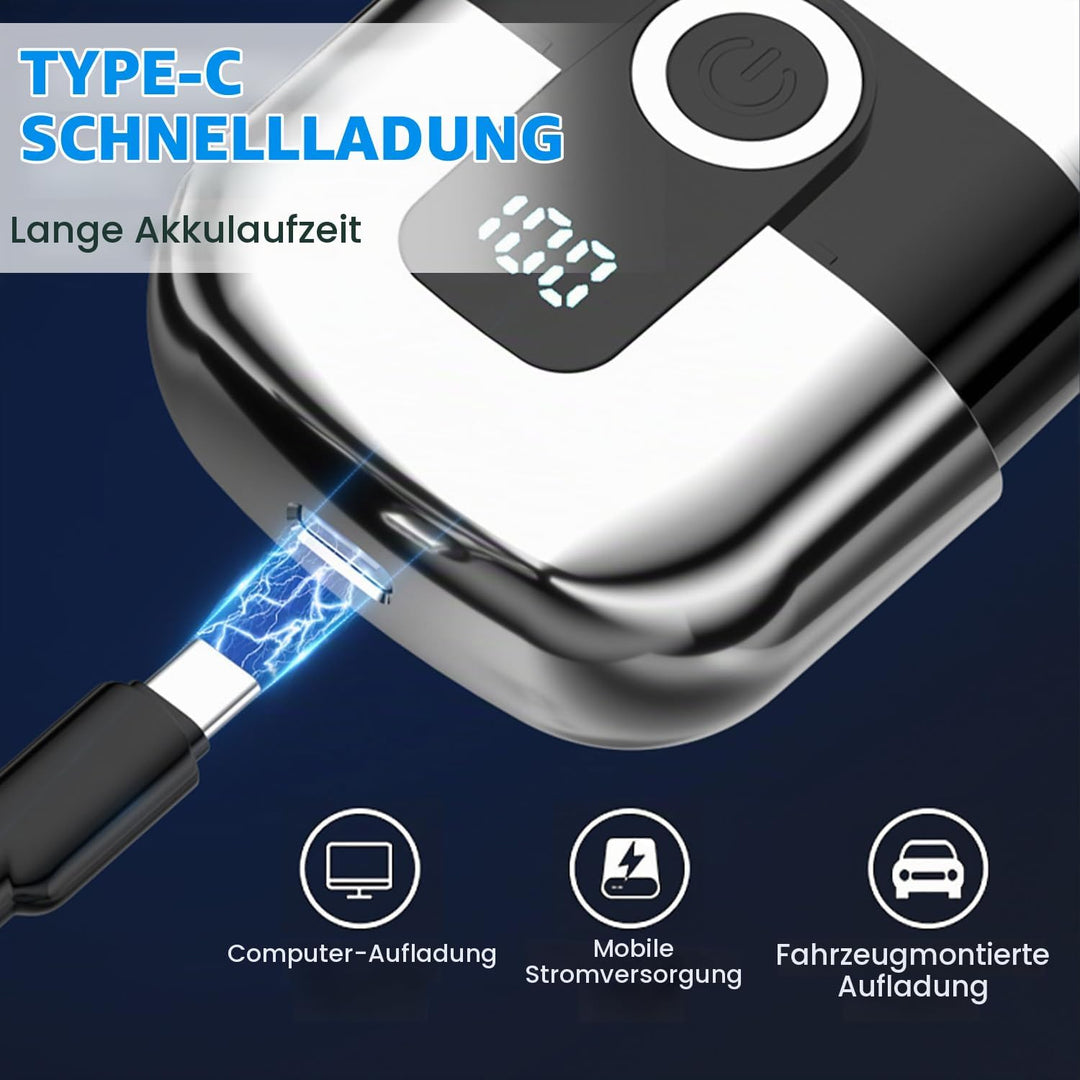 Mini Rasierer Herren Elektrisch, Tragbar Elektrorasierer mit LED-Anzeige, USB Wiederaufladbare Nass