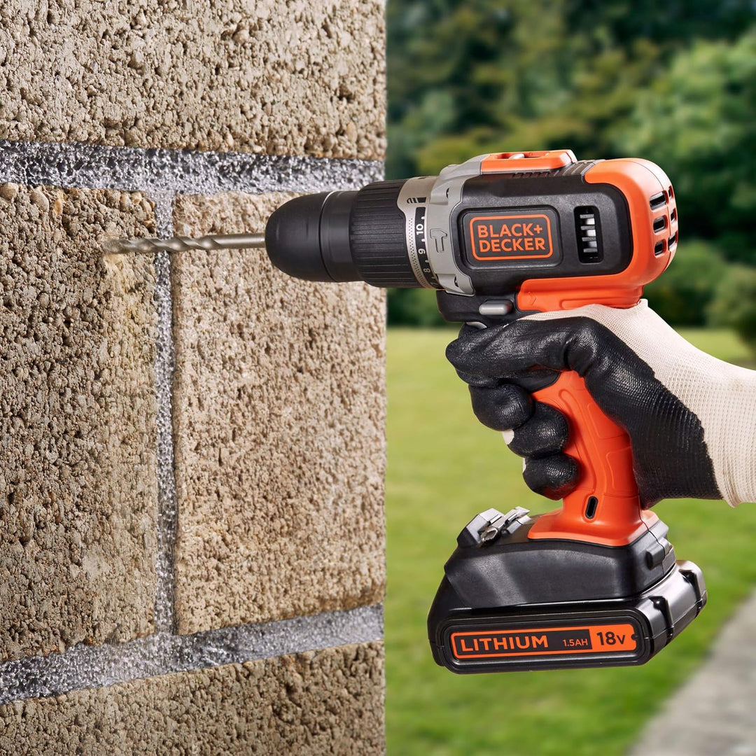 BLACK+DECKER Bohrhammer BCD003C2K-QW 18V 21.000 ipm mit 2 Lithium-Batterien 1,3Ah und Koffer