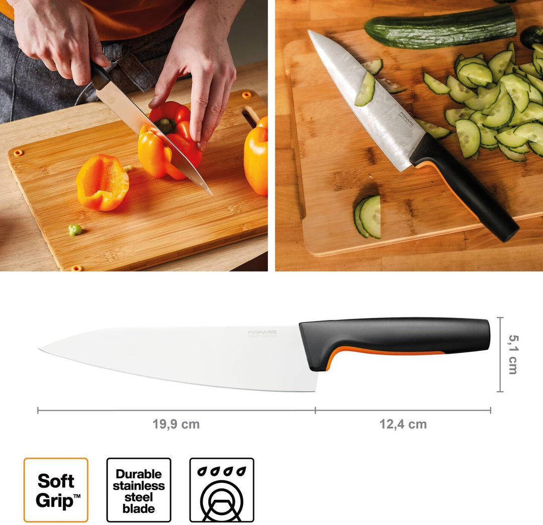 Fiskars Küchenmesser-Set, 2-teilig, Functional Form, Inklusive Kochmesser (Gross), Gemüsemesser, Jap
