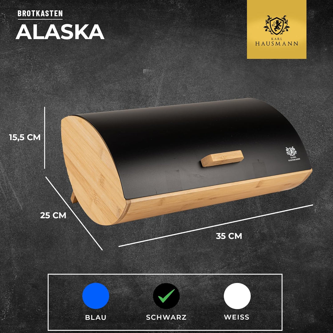 Brotkasten mit Deckel - Schwarz Brotbox Klein aus Holz - Bread Box - Brotaufbewahrung - Brotkästen -