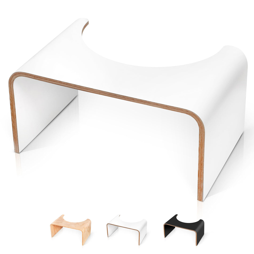 WELL CARE Physiologischer Toilettenhocker Holz weiss - klohocker WC - Made in France - Ermöglicht ho