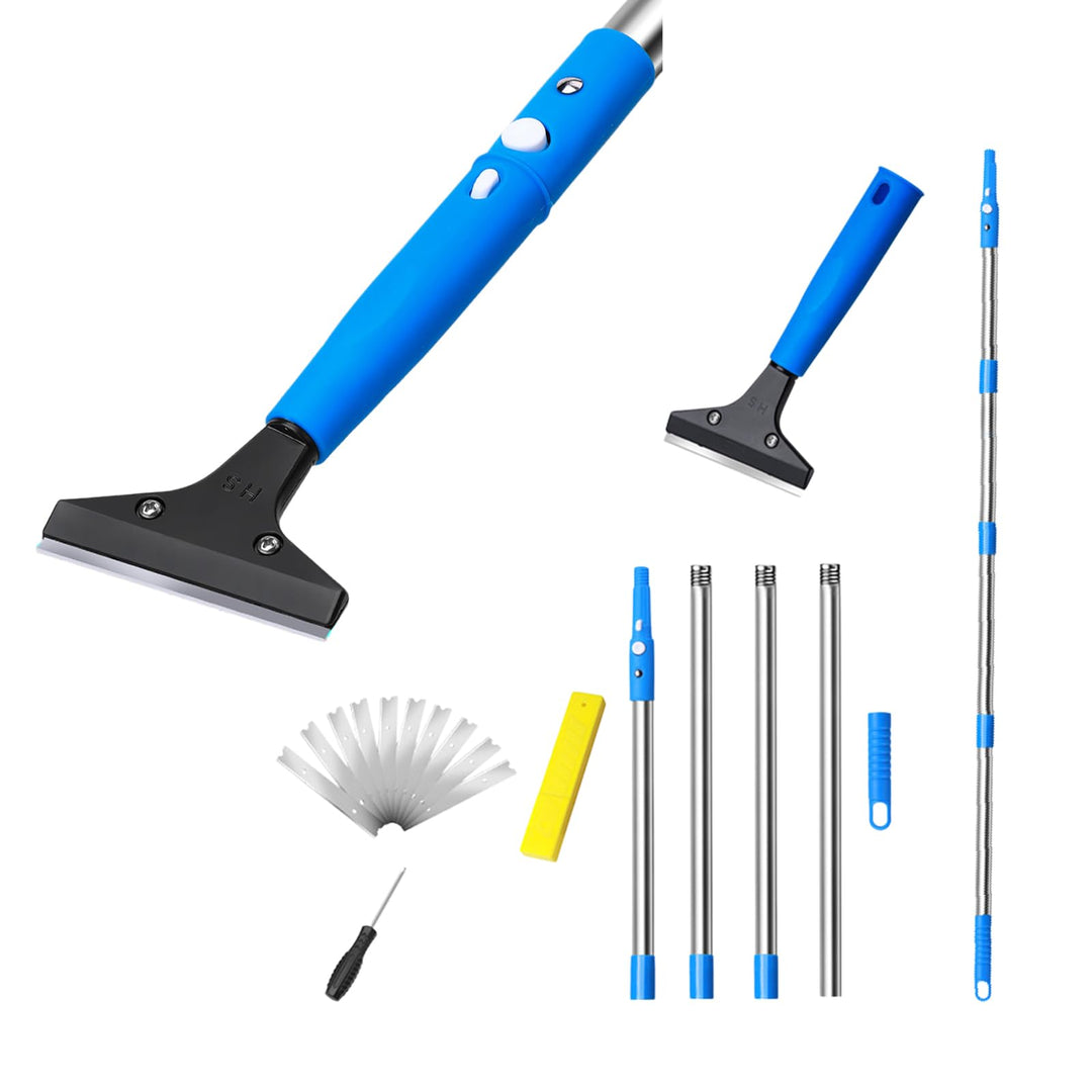Tapetenentferner Kit - Schaber mit langem Griff, Bodenschaber mit 4 Abschnitte Verlängerungsstange,