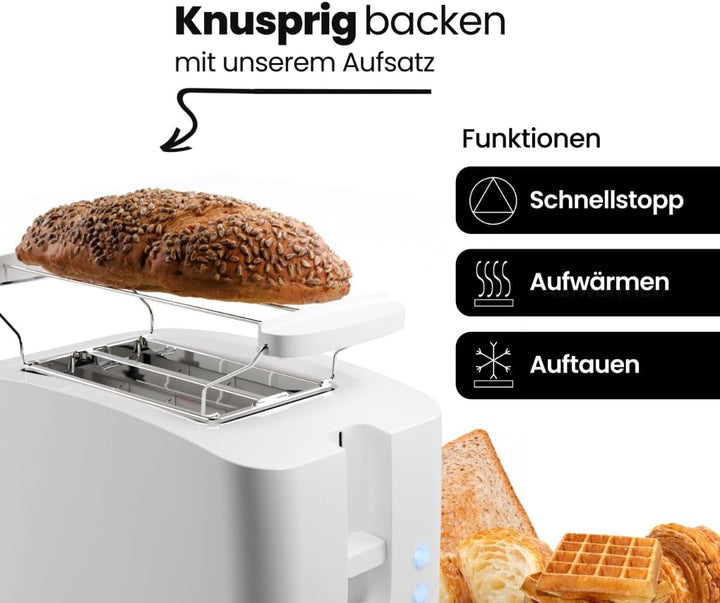 Bomann® Toaster 2 Toastschlitze | Toaster mit Brötchenaufsatz | Toaster 2 Scheiben mit Liftfunktion