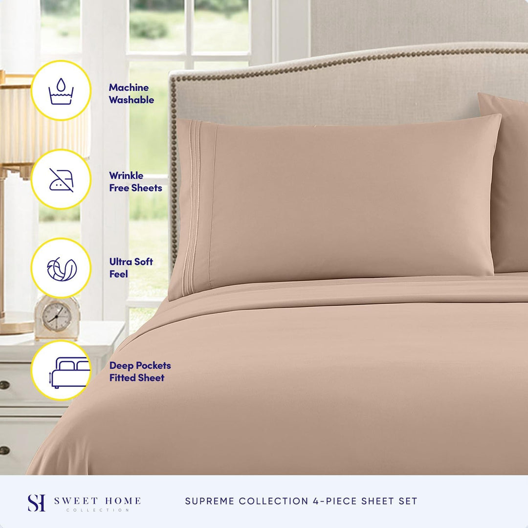 Sweet Home Collection Fadenzahl 1800, weiche ägyptische Qualität, gebürstete Mikrofaser Laken – Luxu