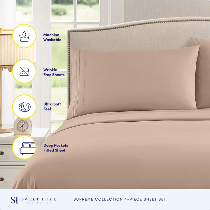Sweet Home Collection Fadenzahl 1800, weiche ägyptische Qualität, gebürstete Mikrofaser Laken – Luxu