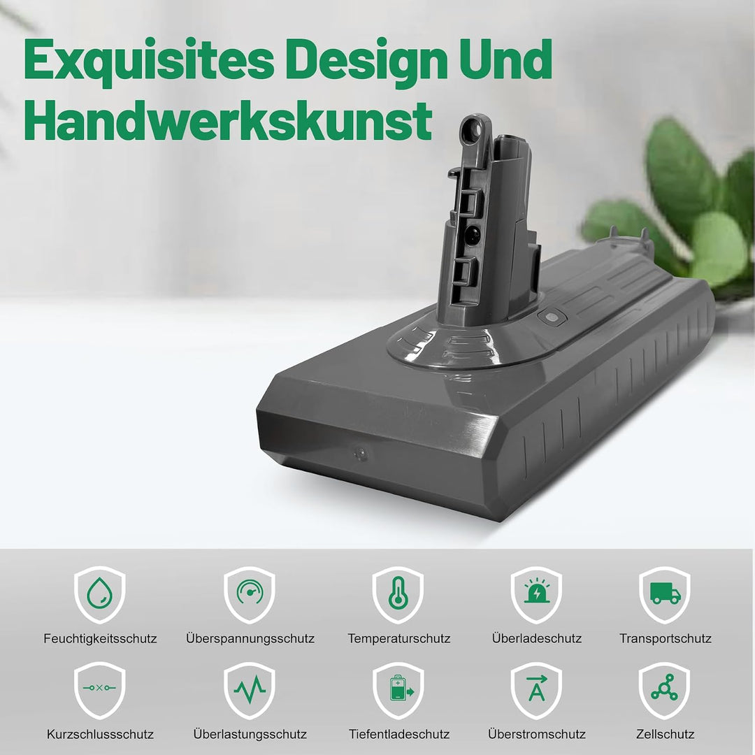 3900mAh Akku kompatibel mit Dyson V11 Absolute, Animal, Motorhead, Fluffy (Nur für Einschraubmodelle