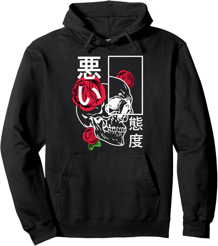 Eboy schlechte Einstellungen Ästhetischer Schädel mit Blumen Pullover Hoodie