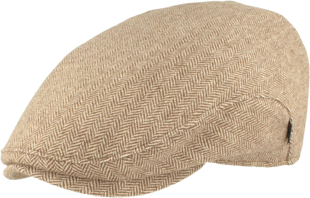 Breiter Herren Winter Schiebermütze mit Ohrenklappen Flatcap Schirmmütze 100% Wolle mit ausklappbare