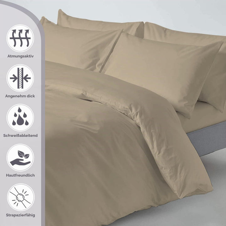 Pizuna 800 Fadenzahl aus Baumwolle Bettwäsche Einfach Taupe, 100% Langstaple Baumwolle Bettbezug und