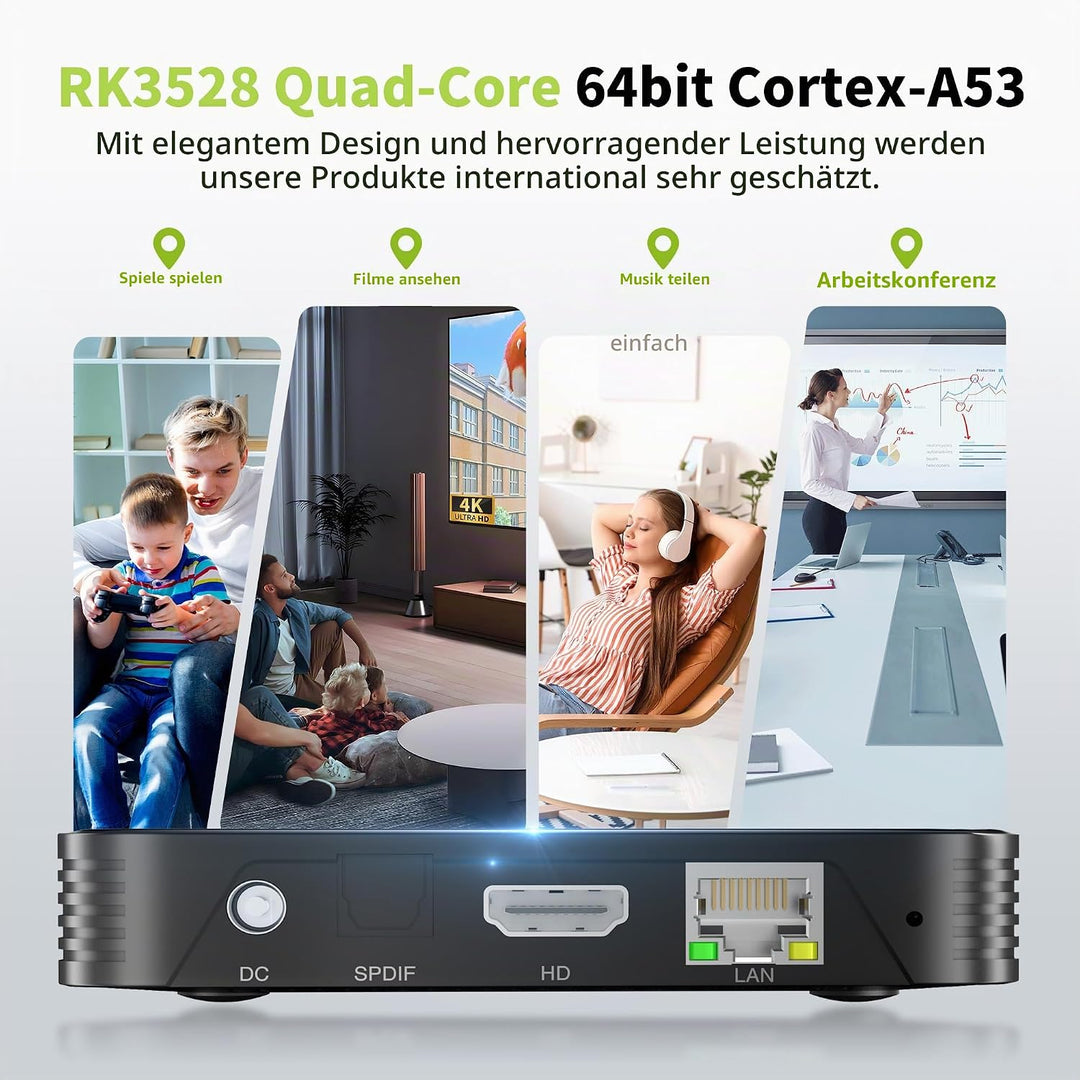 RUPA Android TV Box, 2025 8K Neueste Android Box 13.0 mit RAM 4G ROM 64G WiFi6 Enternet 10/100M Blue