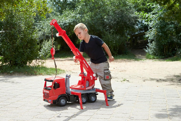 Lena 02175 Mercedes-Benz Giga Trucks Feuerwehr Kranwagen Arocs, Starke Riesen Feuerwehrkran rot, mit