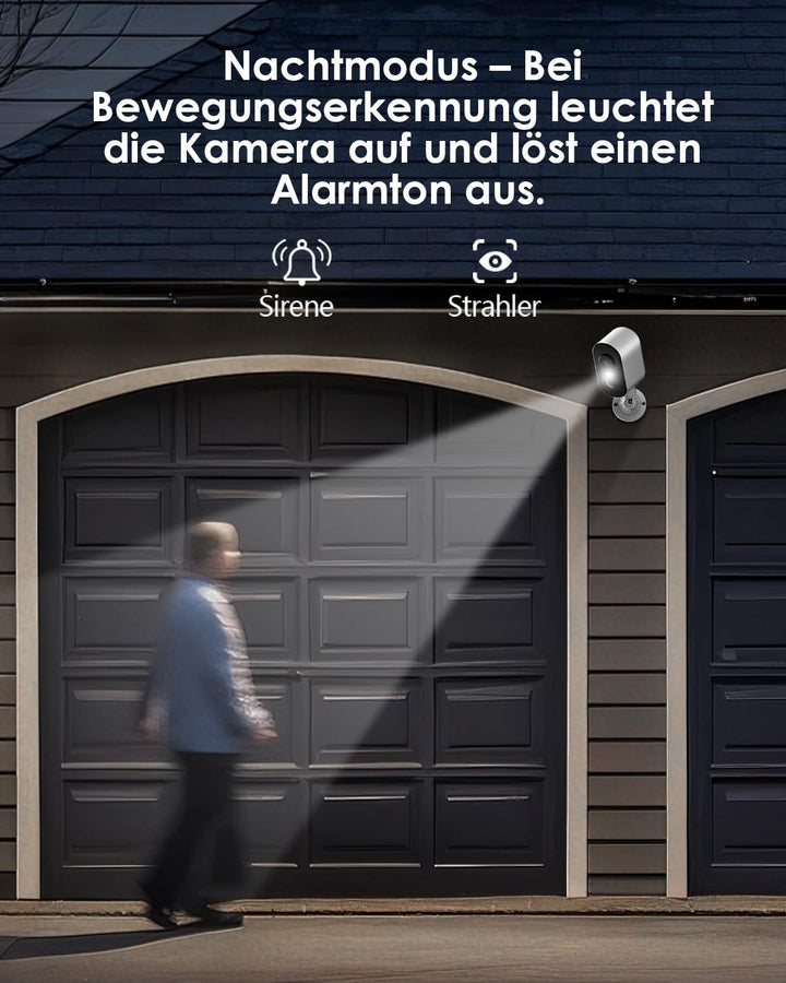 CZEview 2K Überwachungskamera Aussen Akku, Magnetische Montage, 300° Horizontaler PTZ,Bewegungserken