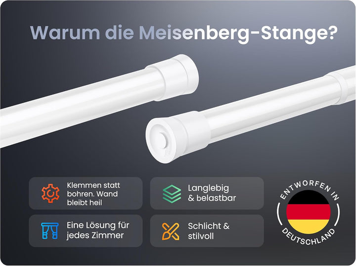 Vorhangstange ohne Bohren - Weiss - Gardinenstange zum Klemmen - Spannstange Ausziehbar - Klemmstang