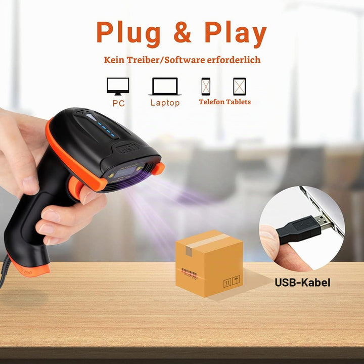 Tera Barcode-Scanner 1D Laser USB Wired Kabelgebunden Handheld Barcodescanner Handscanner Lesegerät