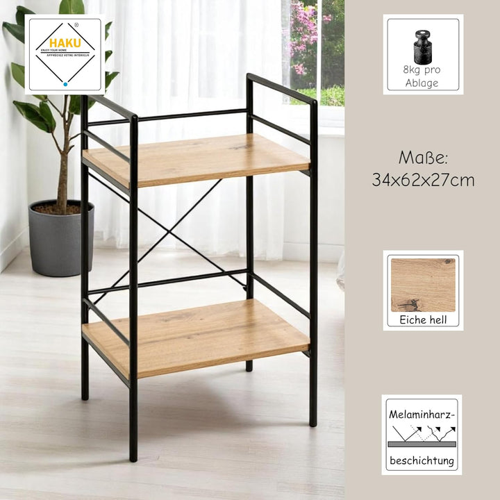 HAKU Möbel Beistelltisch, MDF, schwarz-eiche, B 34 x T 27 x H 62 cm, Schwarz-eiche