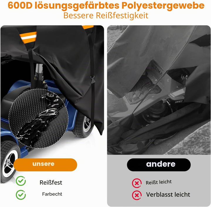 600D Elektromobil Abdeckhaube - Wasserdicht &amp; UV-beständig, mit Wasserdichten Streifen, Luftentlüftu