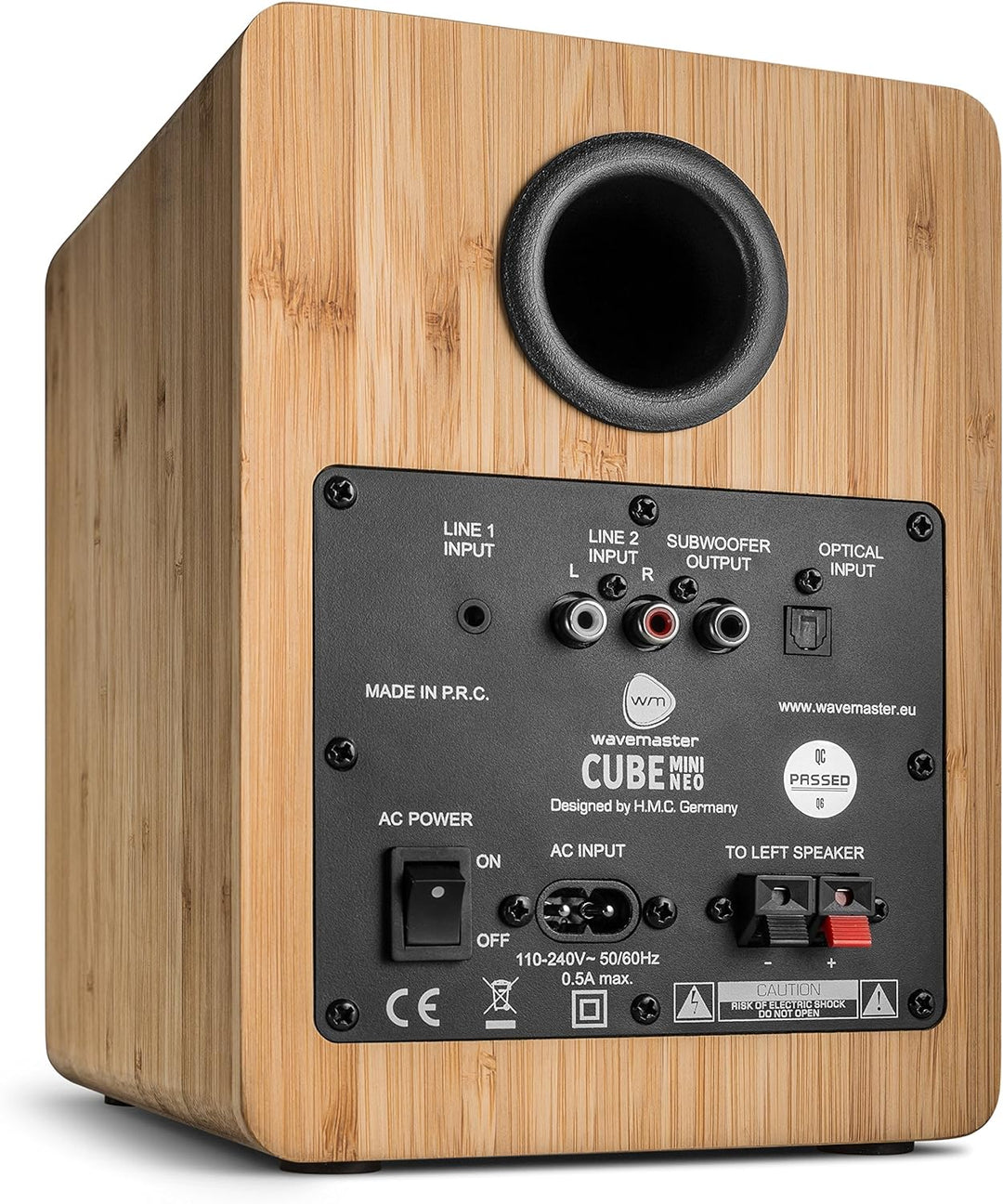 Wavemaster CUBE MINI bamboo - Regallautsprecher-System (36 Watt) mit Bluetooth-Streaming, Digitalans