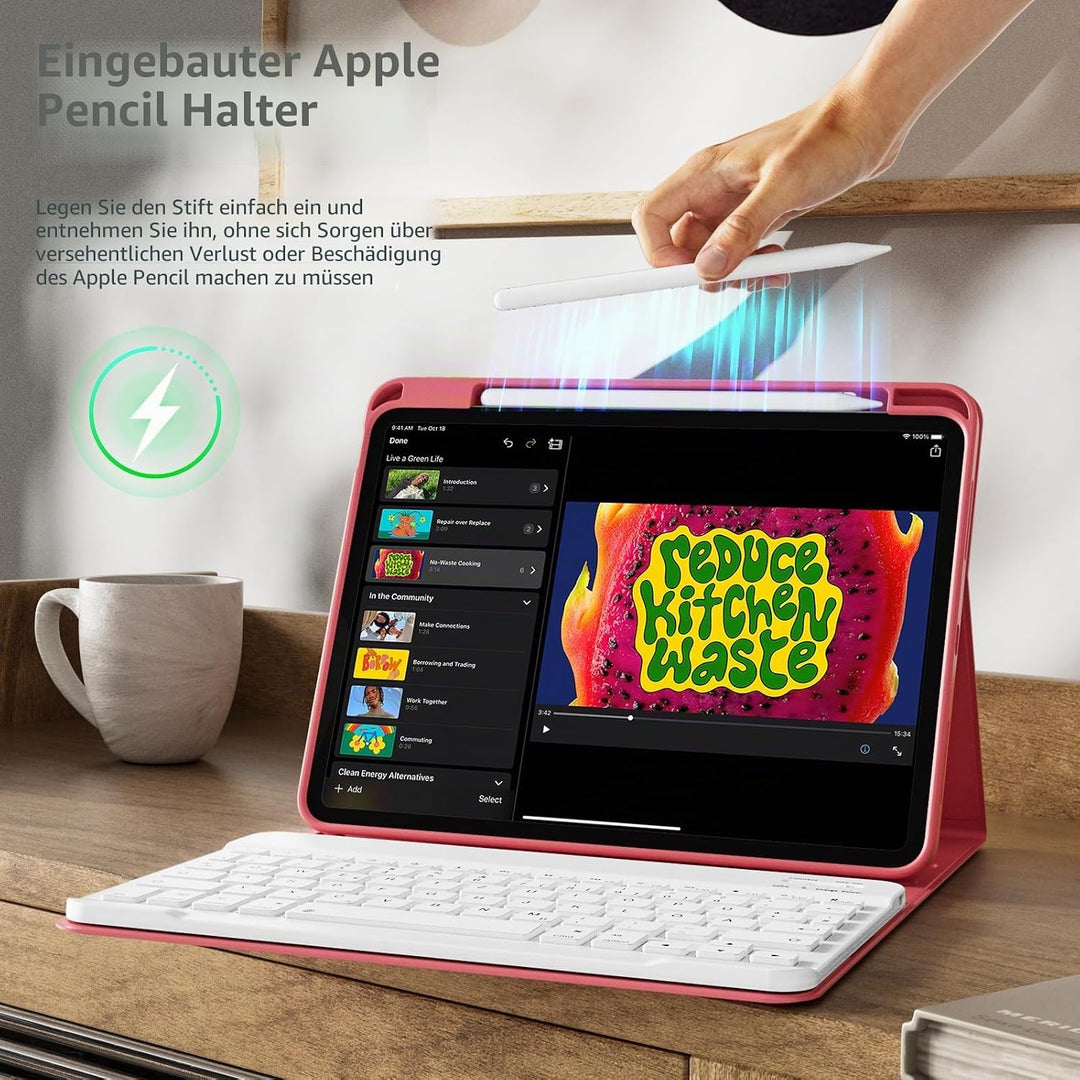 Hülle mit Tastatur für iPad Air 11 Zoll (2025 M3/2024 M2), iPad Air 5./4. Gen(2022/2020) 10.9 Zoll,