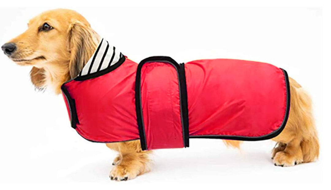 Geyecete Hunde Regenmantel,Einstellbar Wasserdicht Hundejacke für Dackel,Regenmantel mit reflektiere