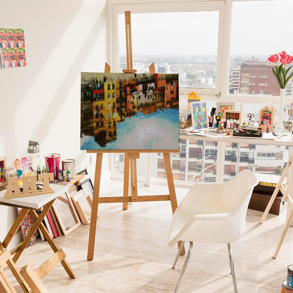 Artnapi Malen nach Zahlen Erwachsene mit Rahmen | DIY Handgemalt | Die Stadt im Spiegelbild der Träu