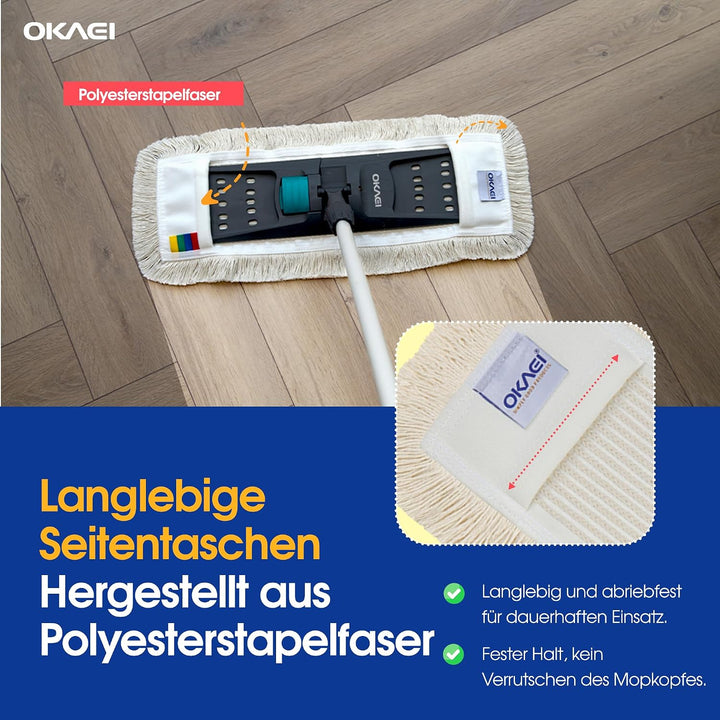 Okaei 5 Stück Wischmopp Bezug (50 cm) - Bodenwischer-Wischbezug zur Trocken- &amp; Nassreinigung - Boden