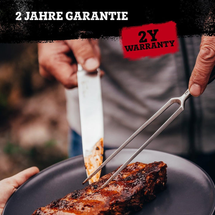 FMProfessional Fleischgabel für Steaks, Braten & Gemüse by Fackelmann – Grillgabel mit langen Zinken