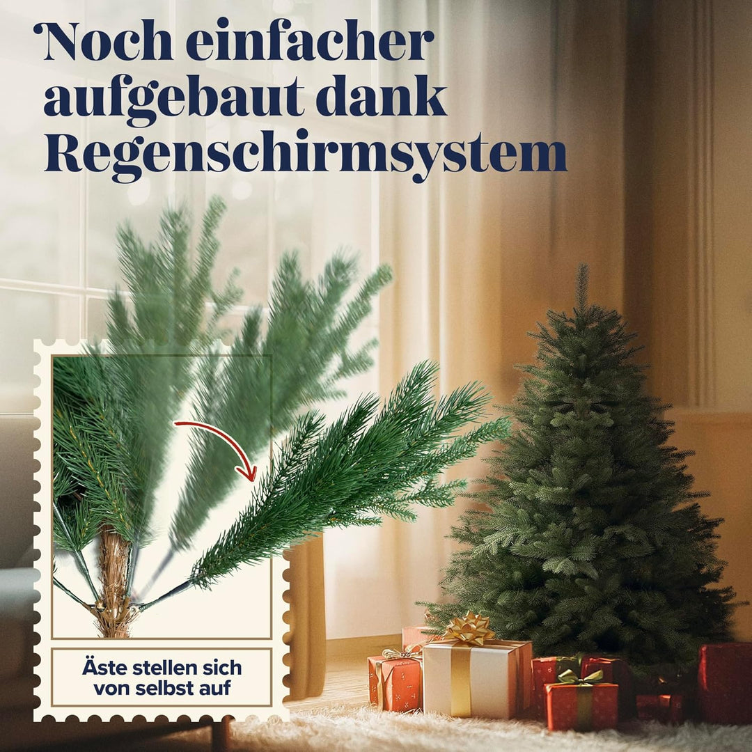 Weihnachtsbaum künstlich 90cm aus 100% Spritzguss - TESTSIEGER - Naturgetreu, dichte Zweige, Künstli
