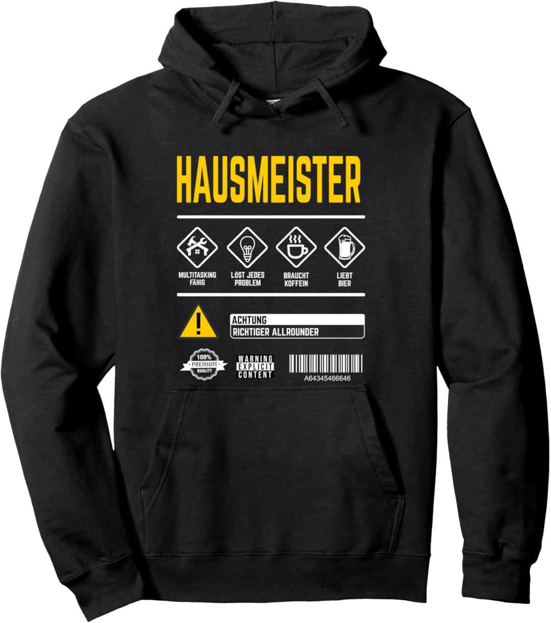 Hausmeister Spruch Warnhinweise Beruf Hausmeister Pullover Hoodie