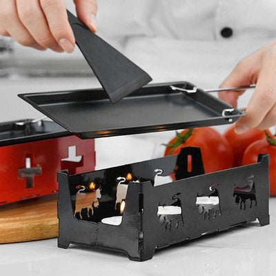 MAGT Mini Raclette Grill, Antihaft-Käse Raclette Rotaster Ofen Mit Klappbarem Holzgriff, Tischgrill