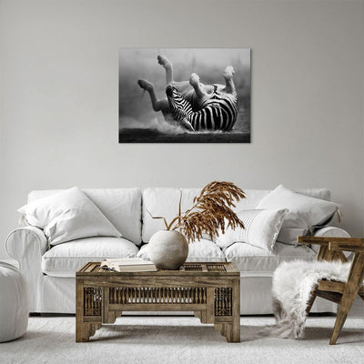 Bilder auf Leinwand Zebra Streifen Tier wild Leinwandbild 70x50cm Wandbilder Dekoration Wohnzimmer S