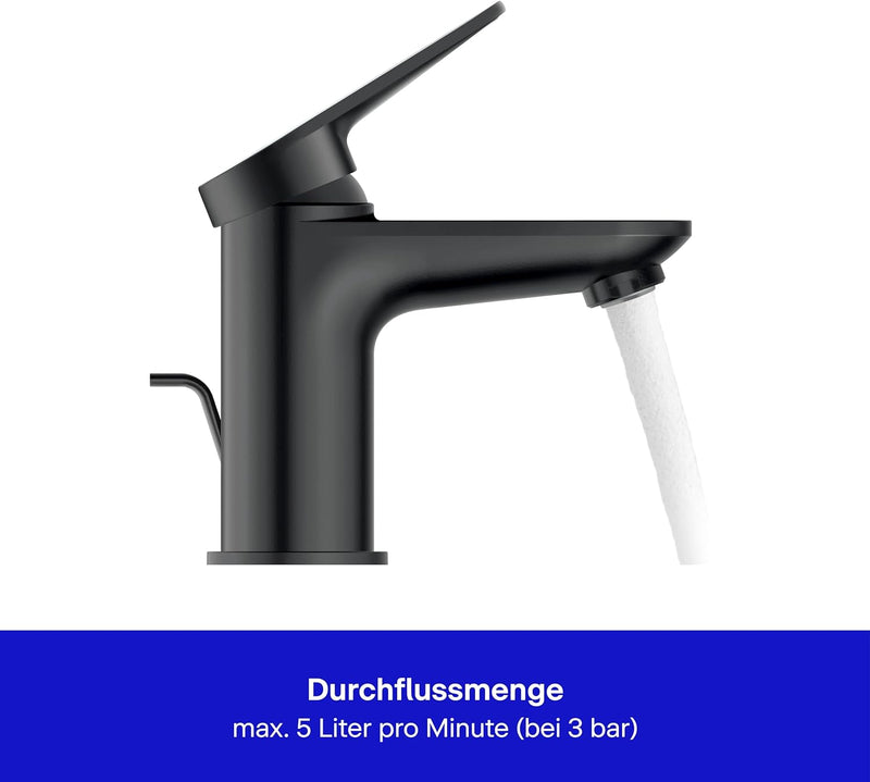 Duravit Wave Waschtischarmatur, Grösse S (Auslauf Höhe 77 mm), Wasserhahn Bad mit Zugstangen-Ablaufg