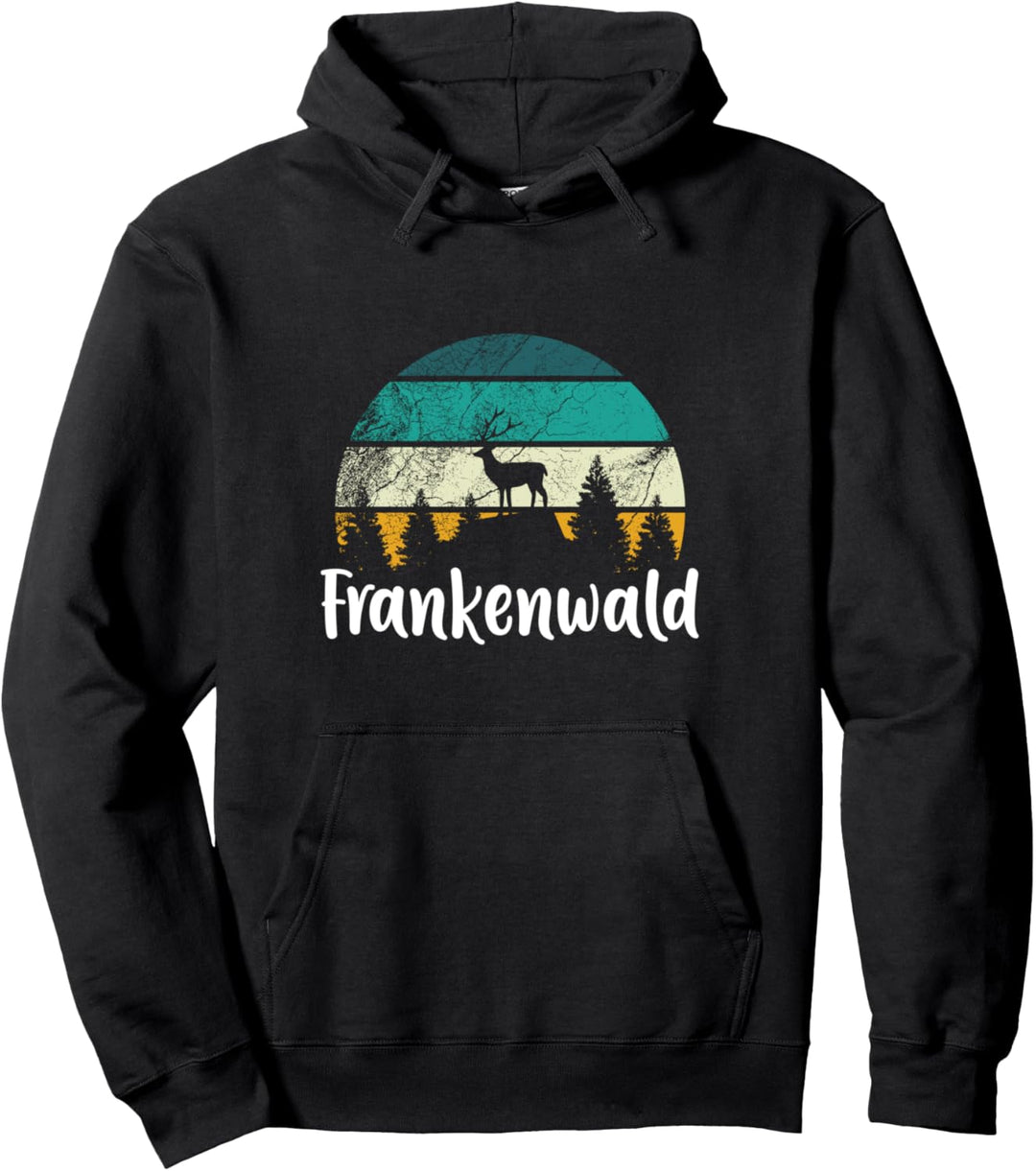 Frankenwald Heimat Hirsch Urlaub Wandern Pullover Hoodie