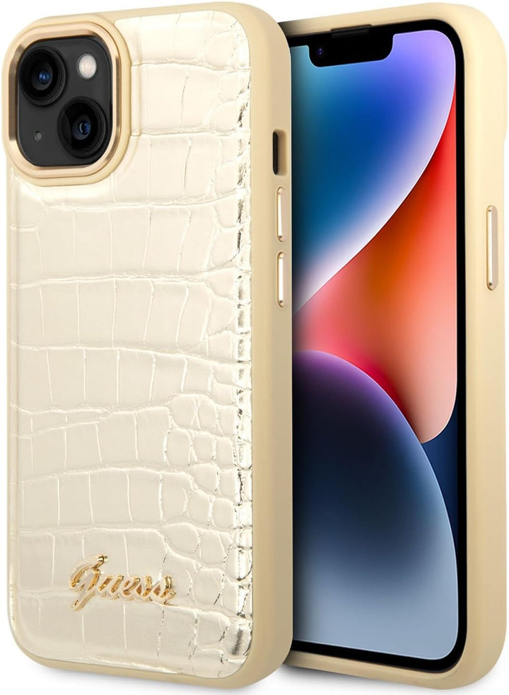 Guess GUHCP14MHGCRHD hülle für iPhone 14 Plus 6,7" Gold/Gold hardcase Croco Collection